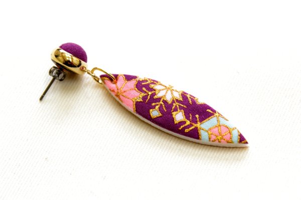 画像6: 手描友禅 ピアス 「雪華」  (6)