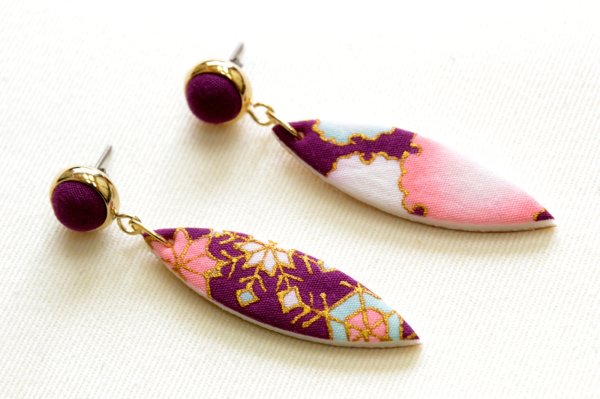 画像3: 手描友禅 ピアス 「雪華」  (3)