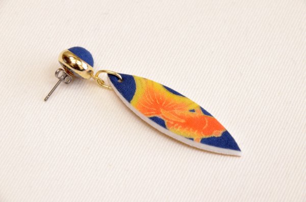 画像6: 手描友禅　ピアス　「金魚に睡蓮」　 (6)