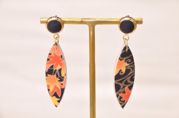 画像1: 手描友禅　ピアス　「竜田川」　 (1)