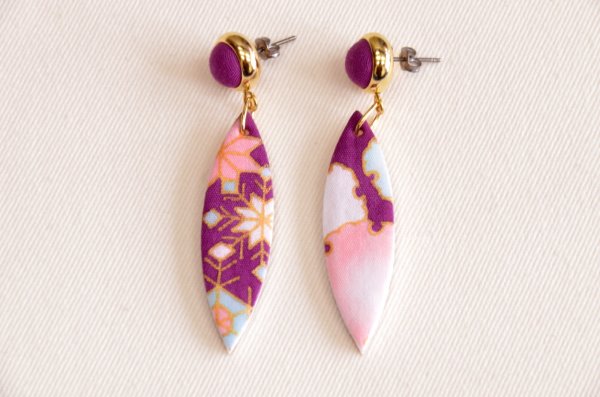 画像2: 手描友禅　ピアス　「雪華」　 (2)