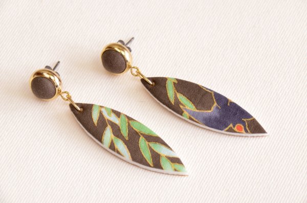 画像3: 手描友禅　ピアス　「柳に燕」　 (3)