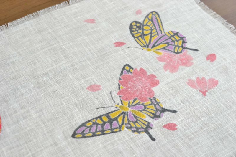 手描友禅体験桜と蝶のデザイン